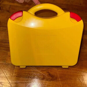 LEGO two tone yellow case container collectible carry case with handle